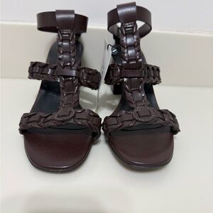 Elegant Brown Braided Women's Heels